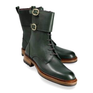 Женские ботинки из зеленой кожи Rusticalf